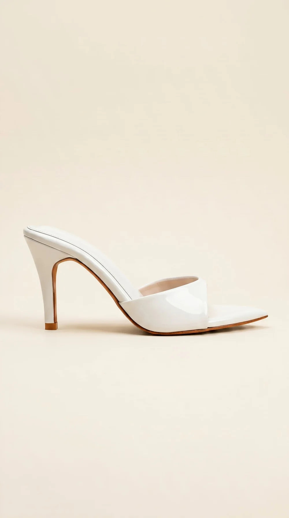 On Point Glossy Heels in White 9cm