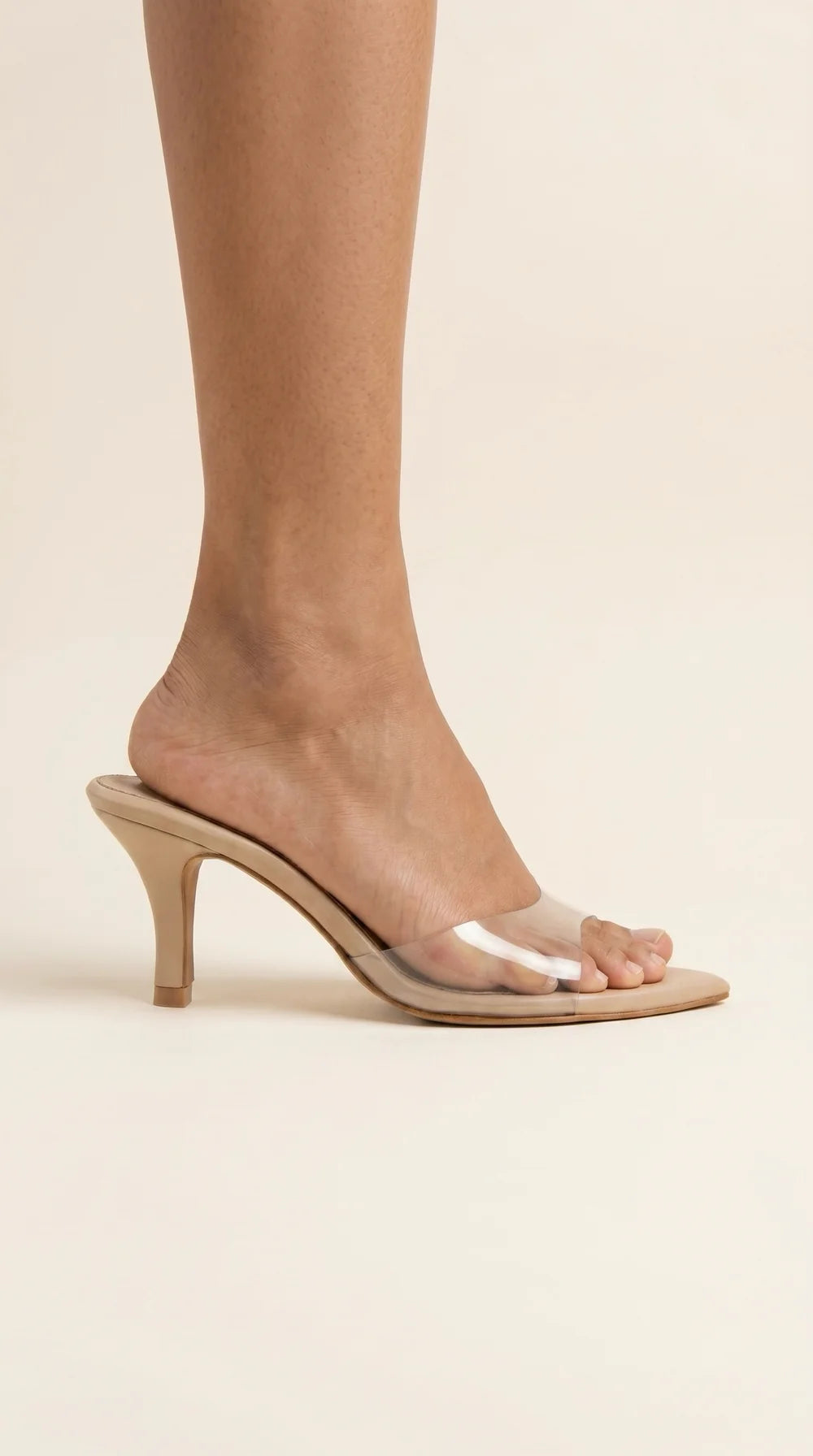 On-Point PVC Heels in Nude (7 cm)