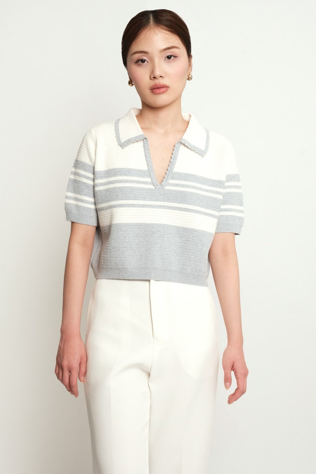 Levana Grey Stripes Top