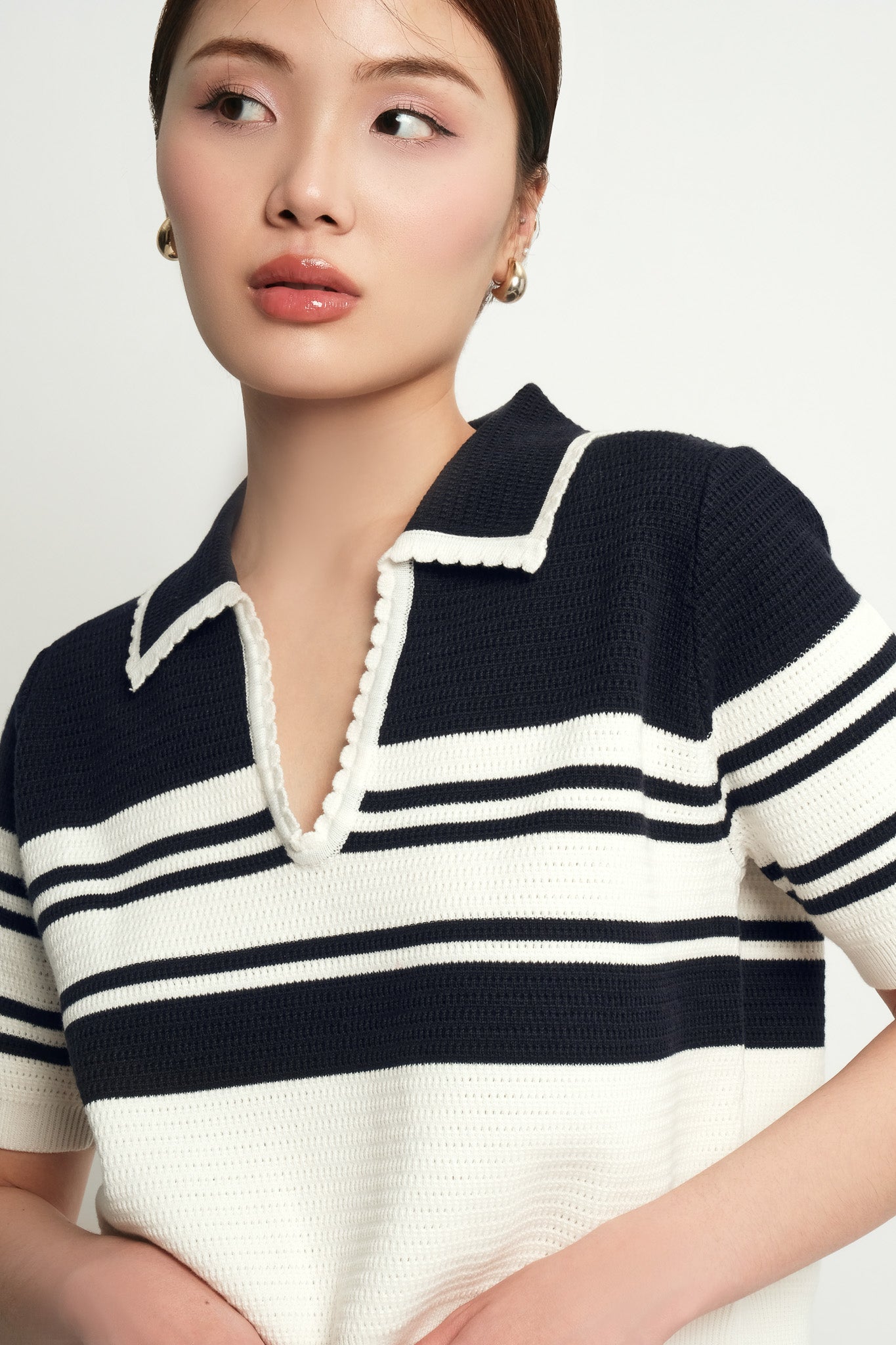 Levana Navy Stripes Top