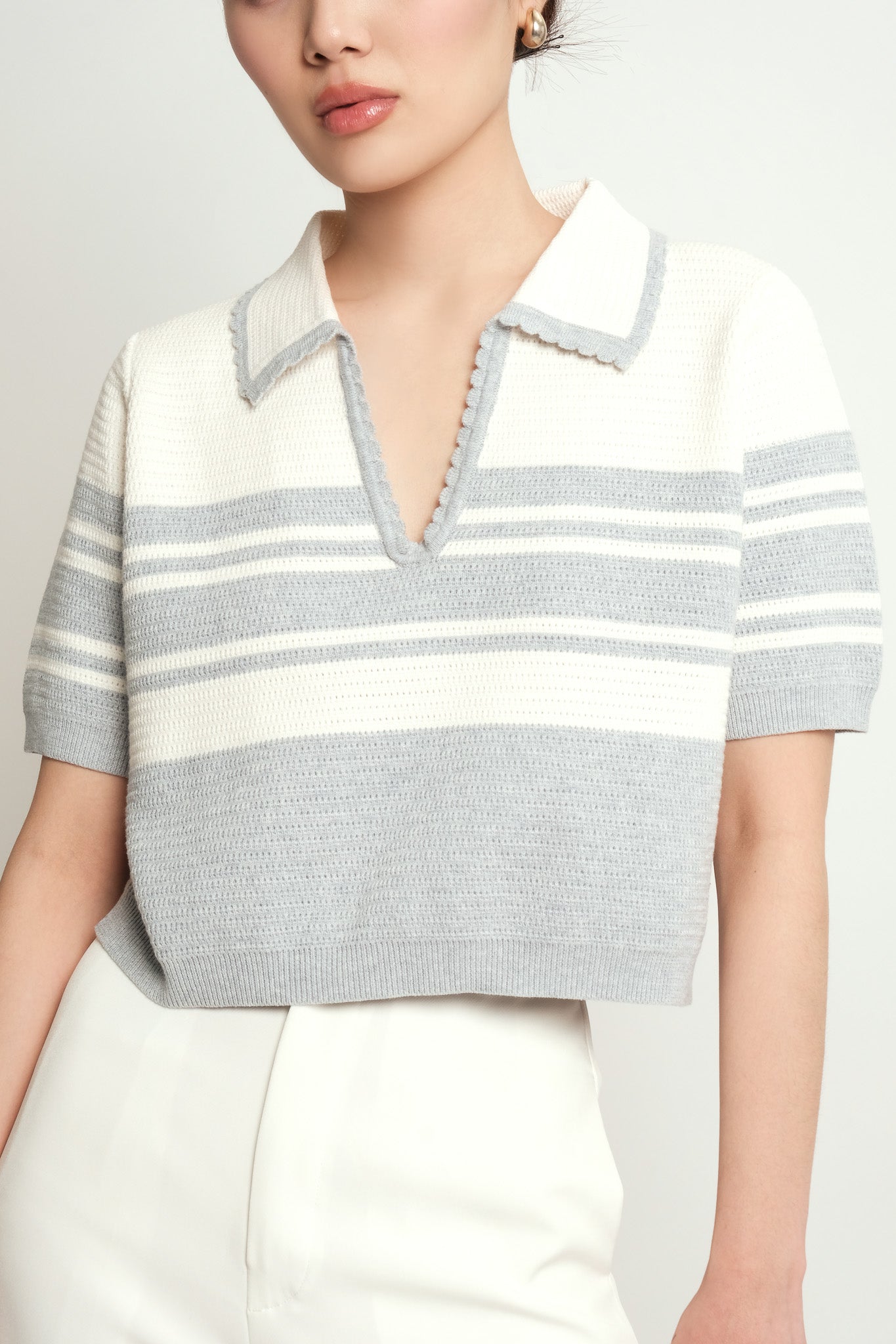 Levana Grey Stripes Top