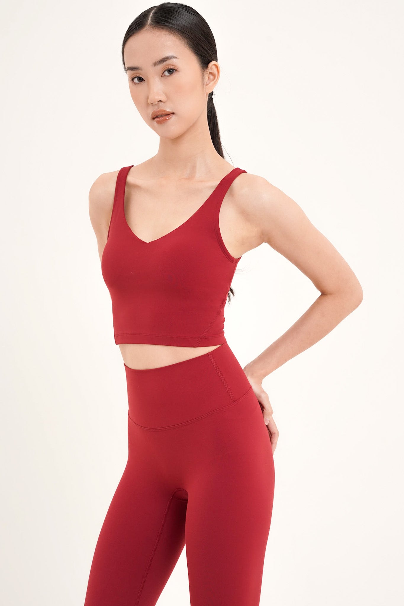 Persona Cropped Bra Tank in Cherry