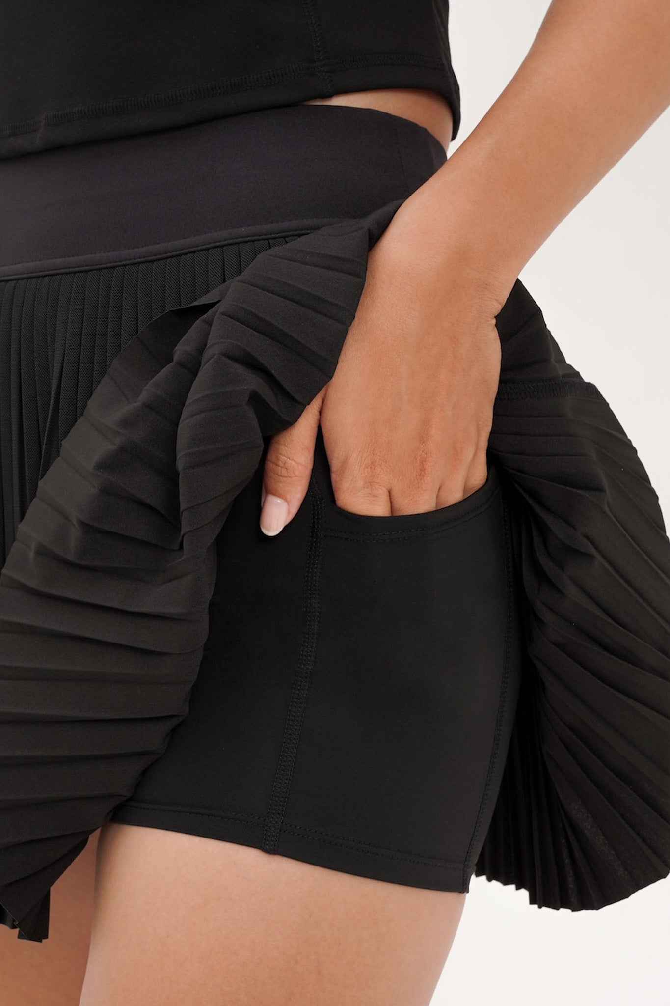Asymmetrical Pleated Skirt in Black