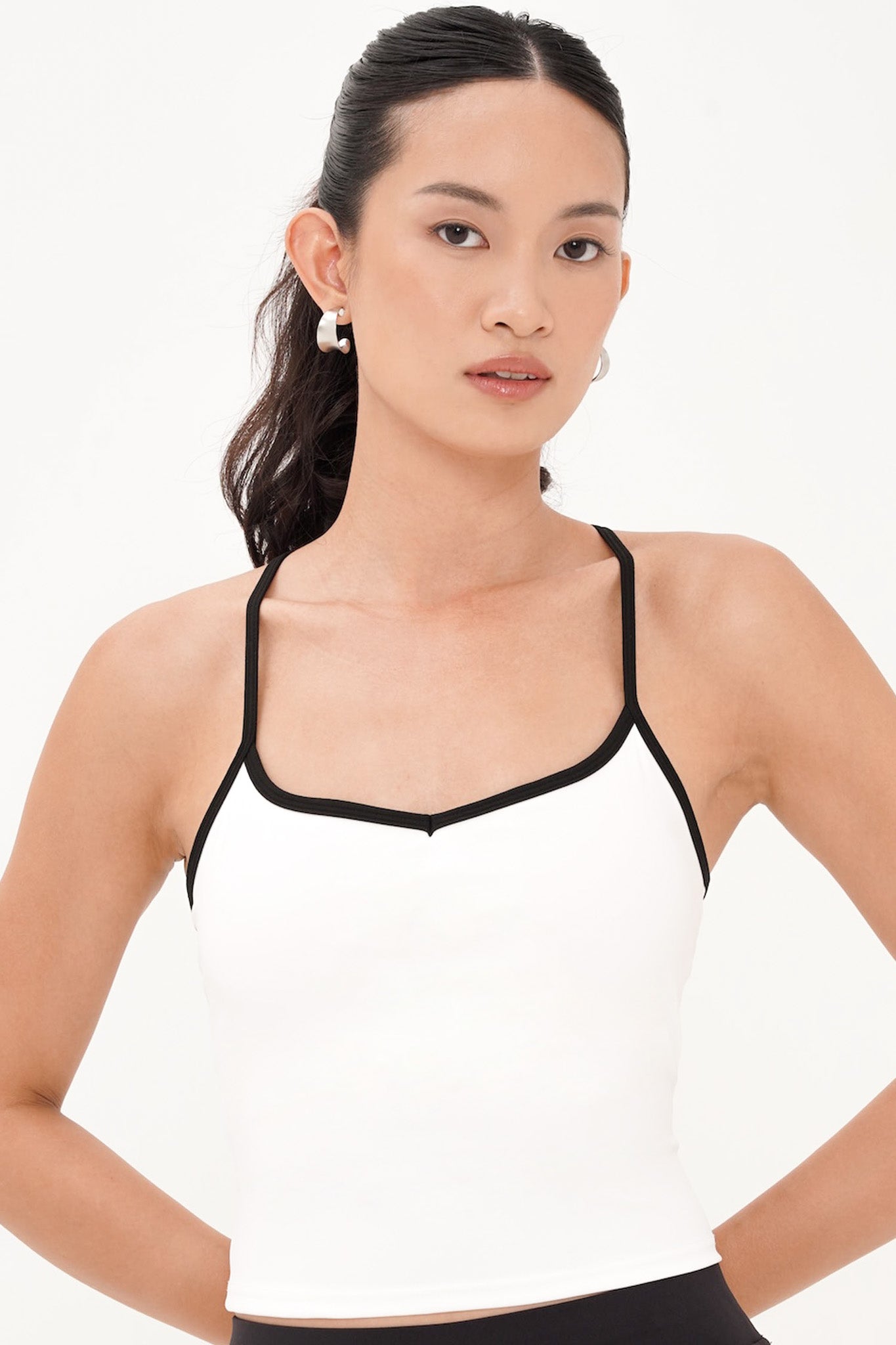 Heart Contrast Bra Tank in White