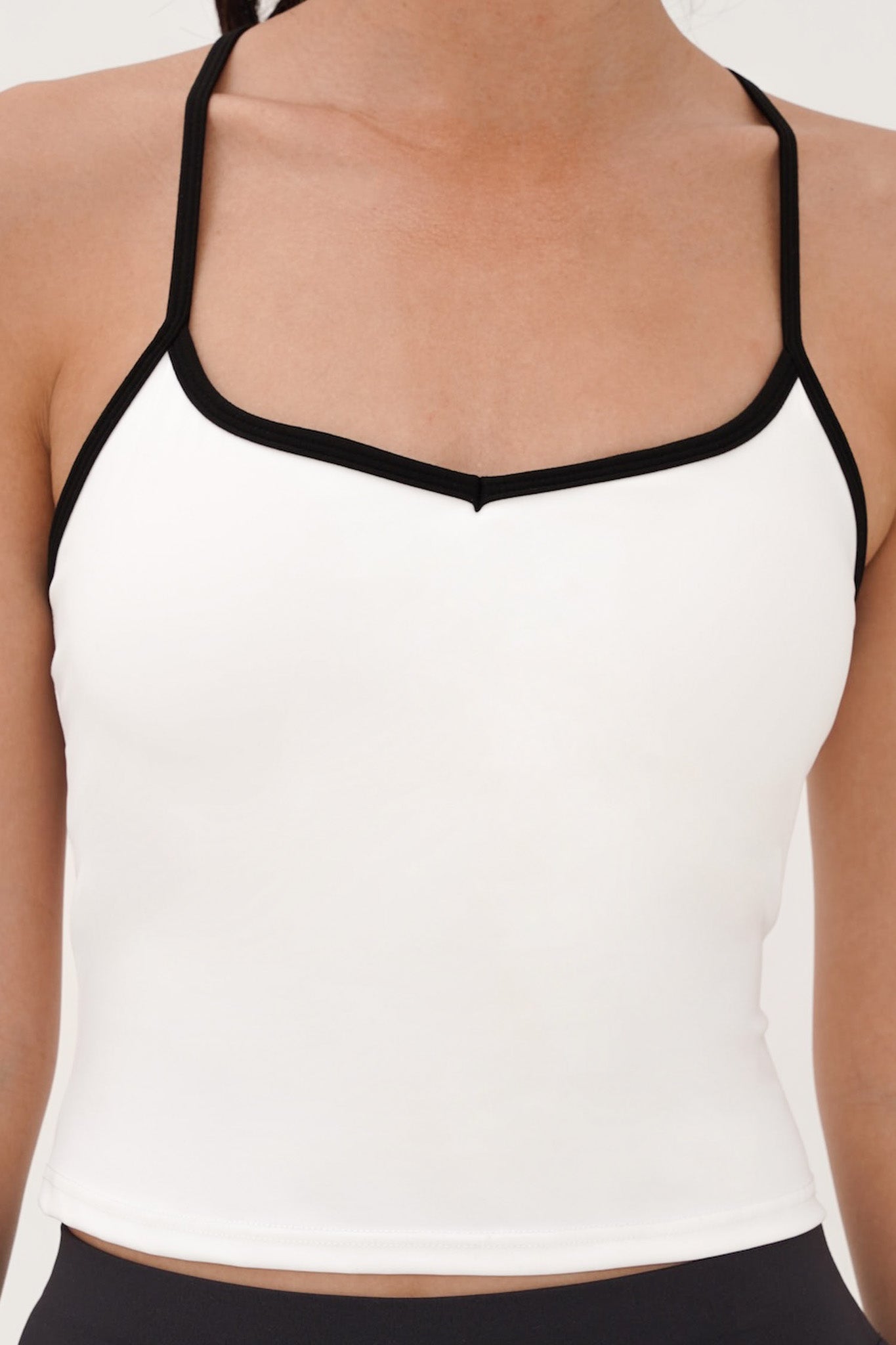 Heart Contrast Bra Tank in White