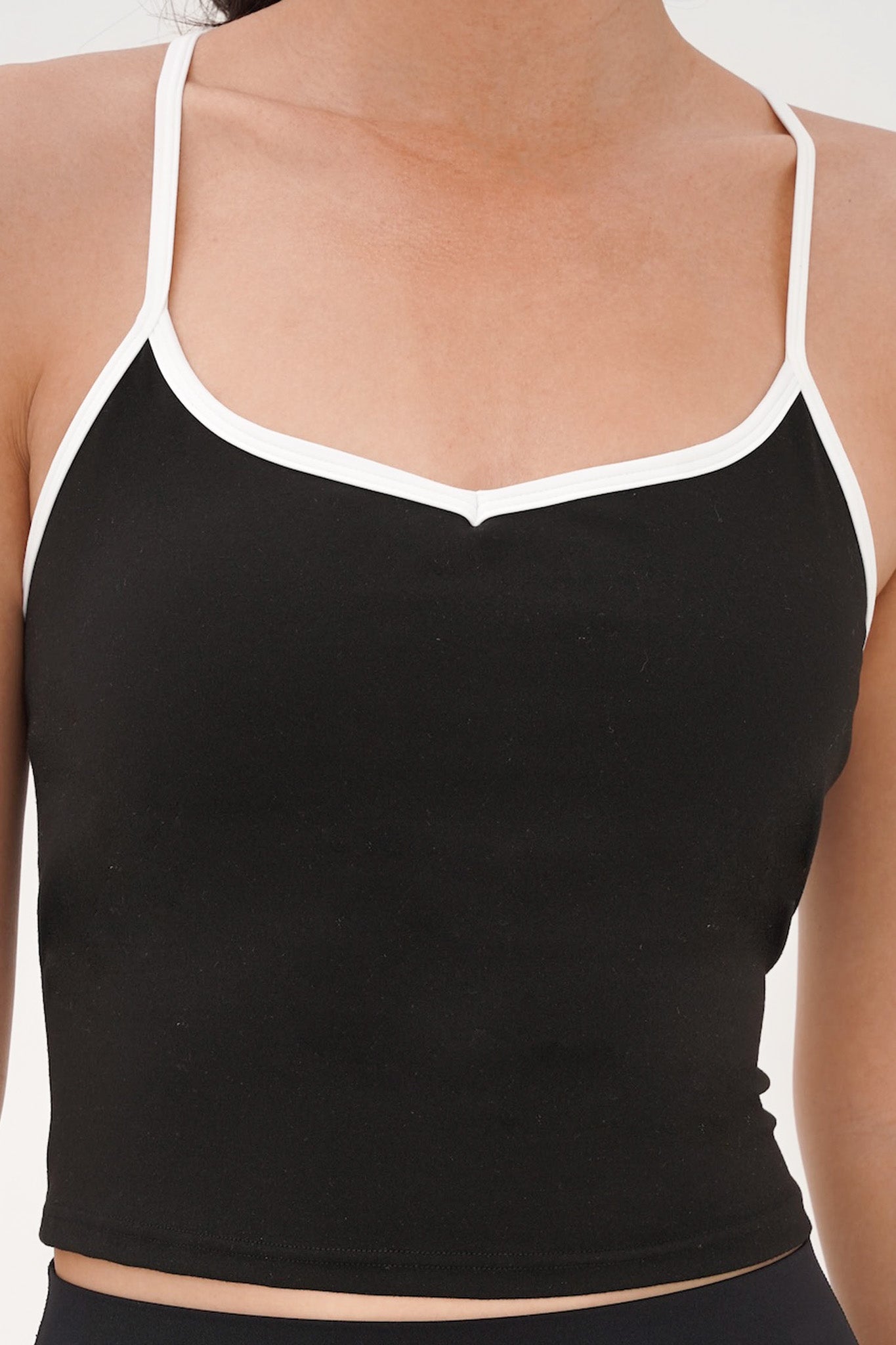 Heart Contrast Bra Tank in Black