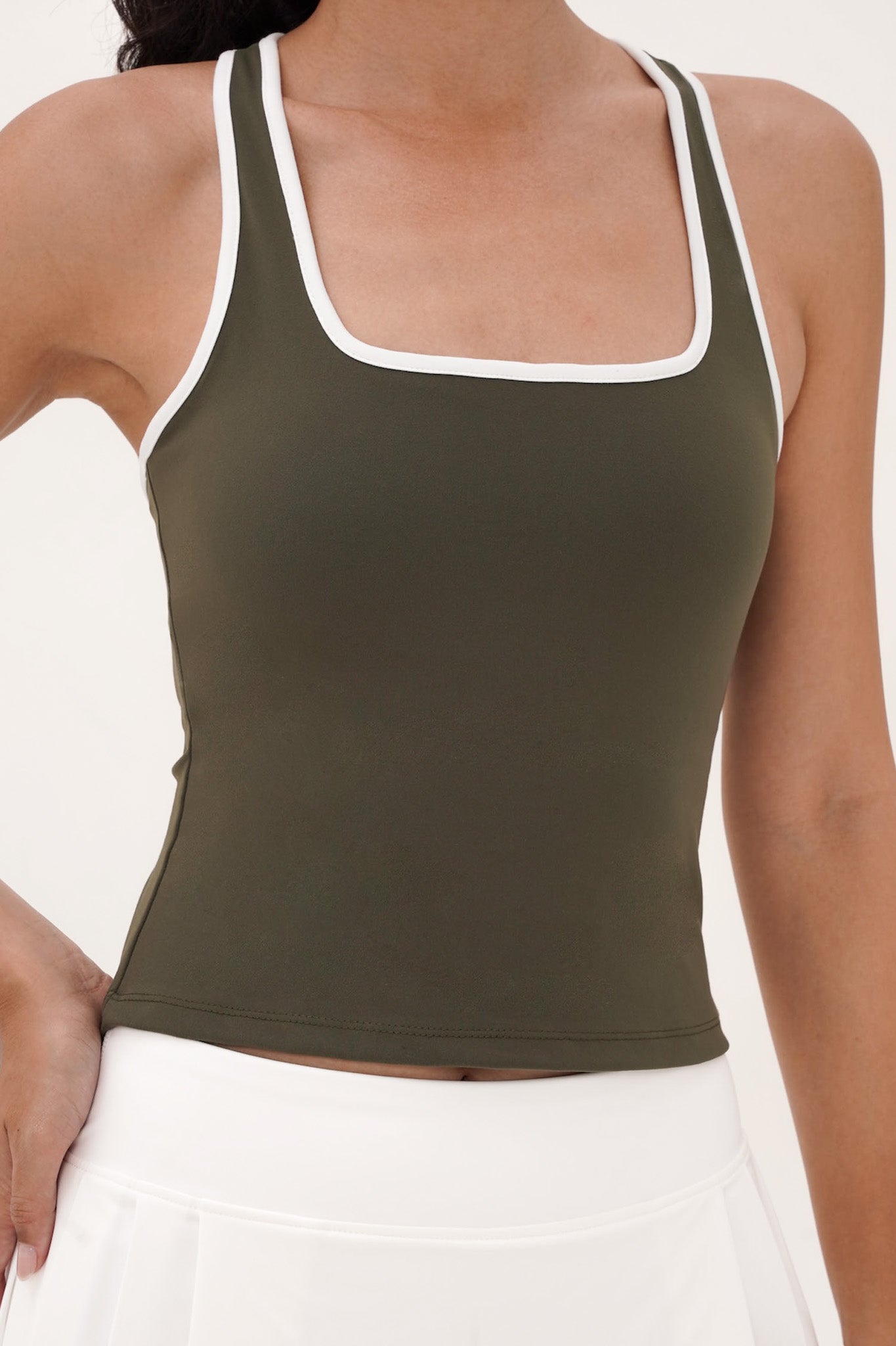 Boast Contrast Bra Top in Army Green
