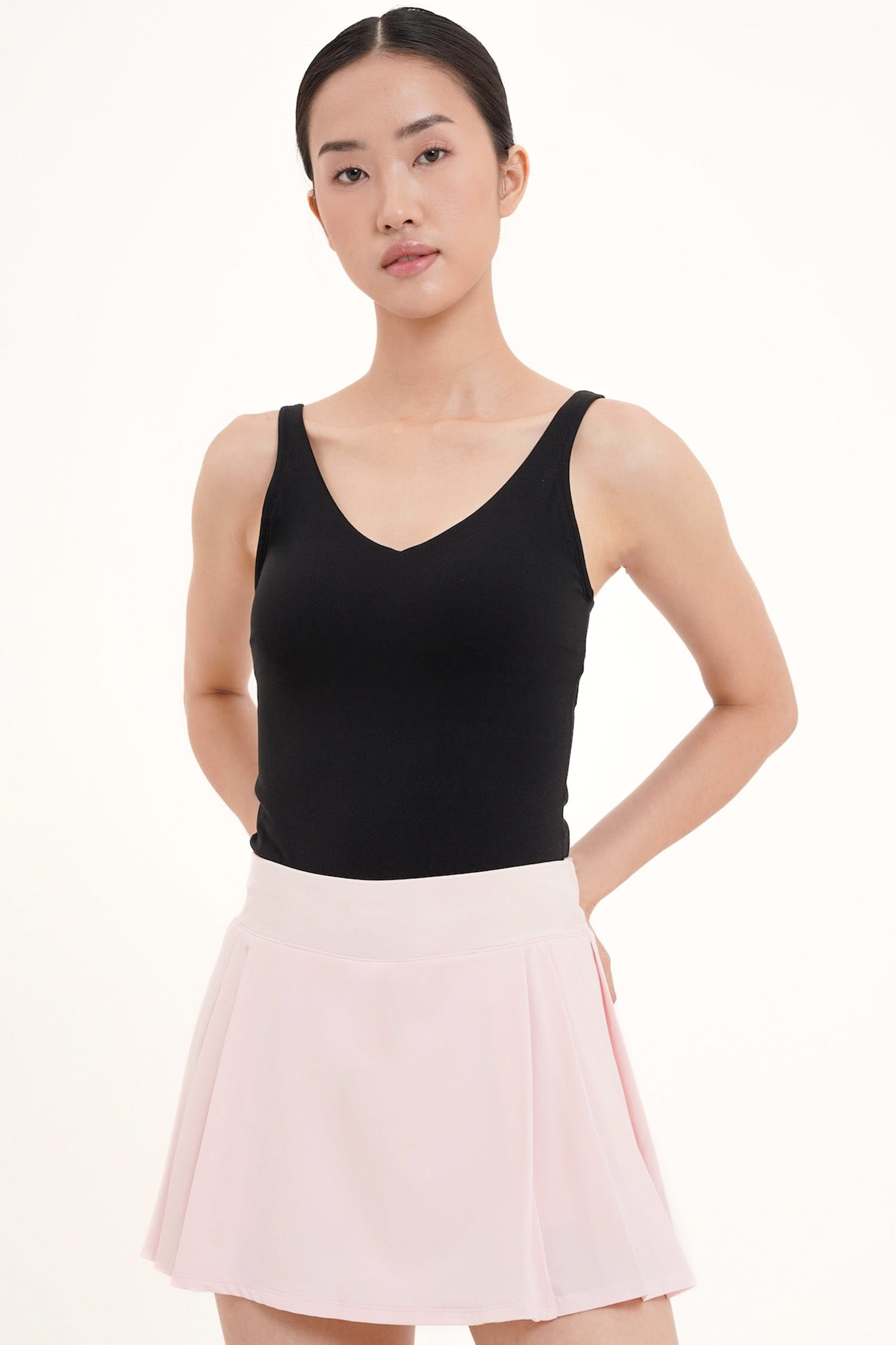 Headline Side-Pleated Skirt in Blush