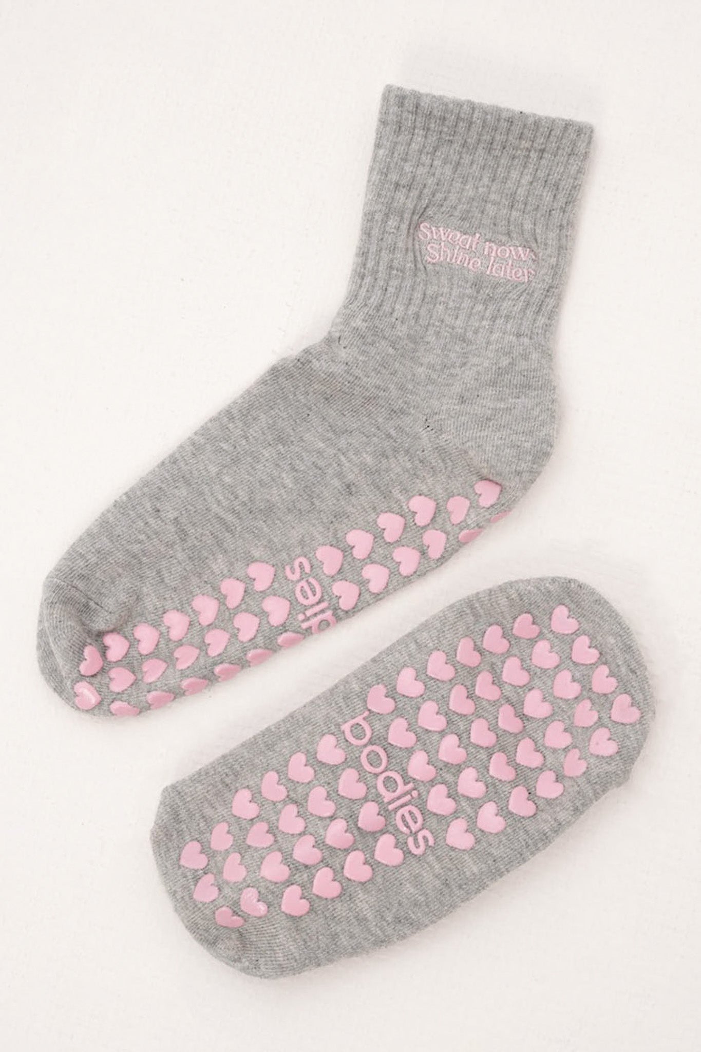 Sweat Now, Shine Later Grip Socks in Grey