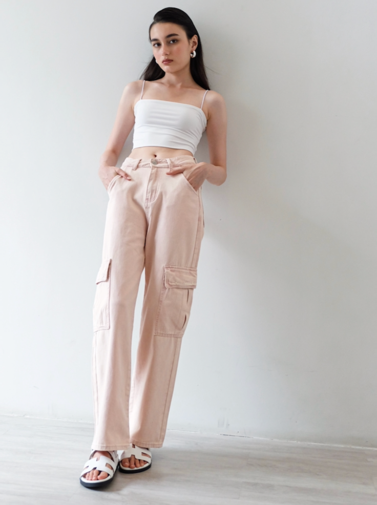 Dommie Cargo Jeans in Rose