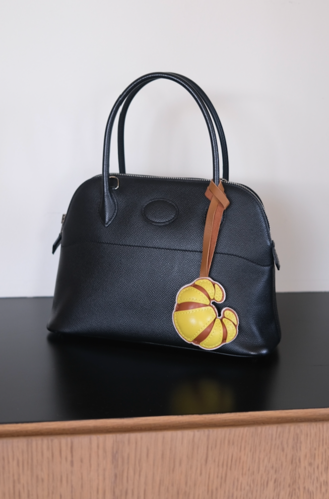 Maison Croissant Leather Charm In Butter