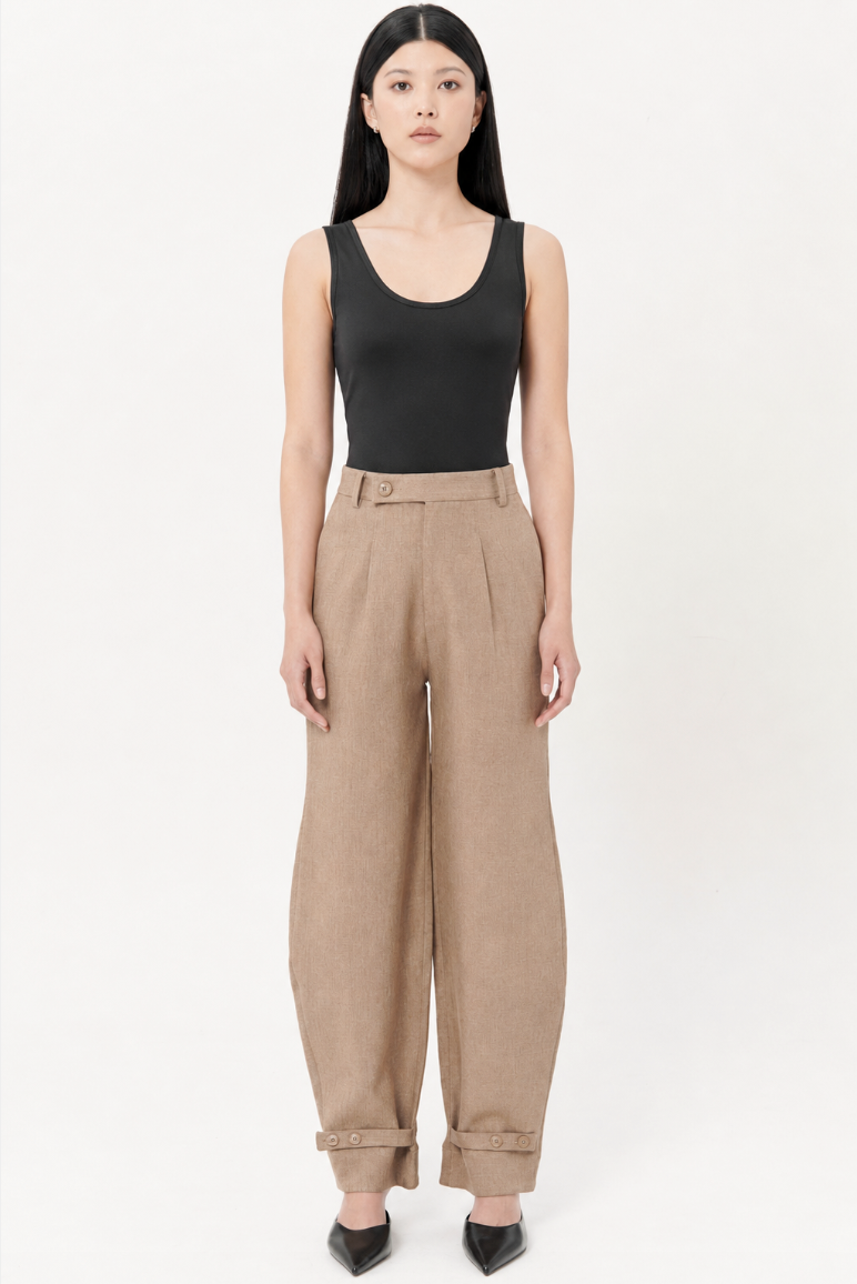 Linden Barrel Trousers In Latte