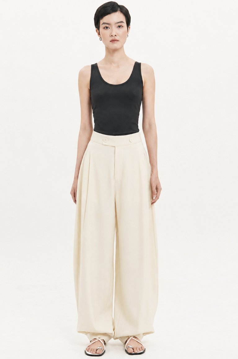 Inez Barrel Trousers In Ivory