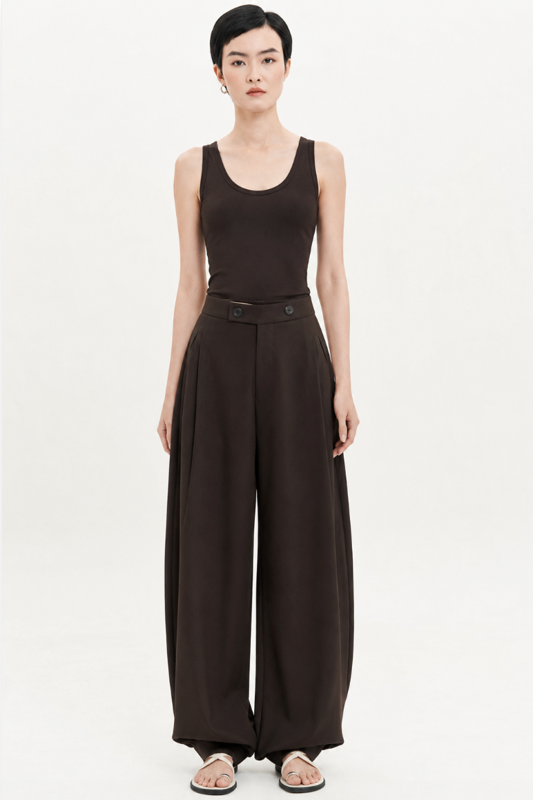 Inez Barrel Trousers In Espresso