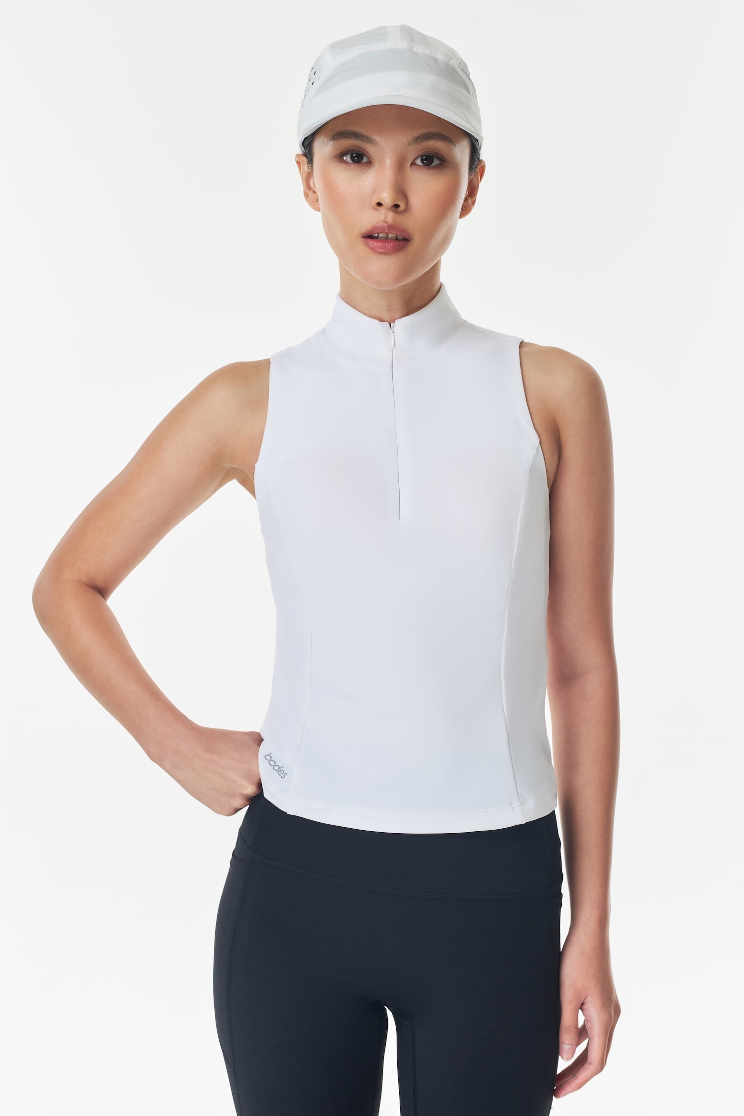 Ventra Zipper Tank Top in White