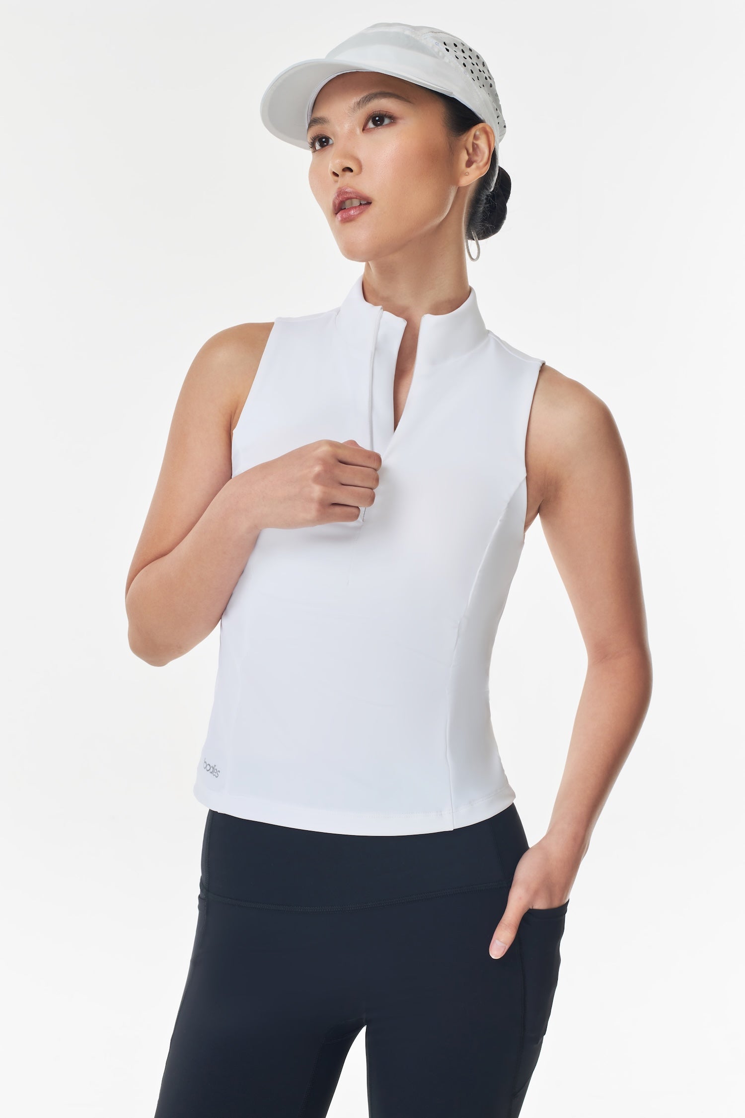 Ventra Zipper Tank Top in White