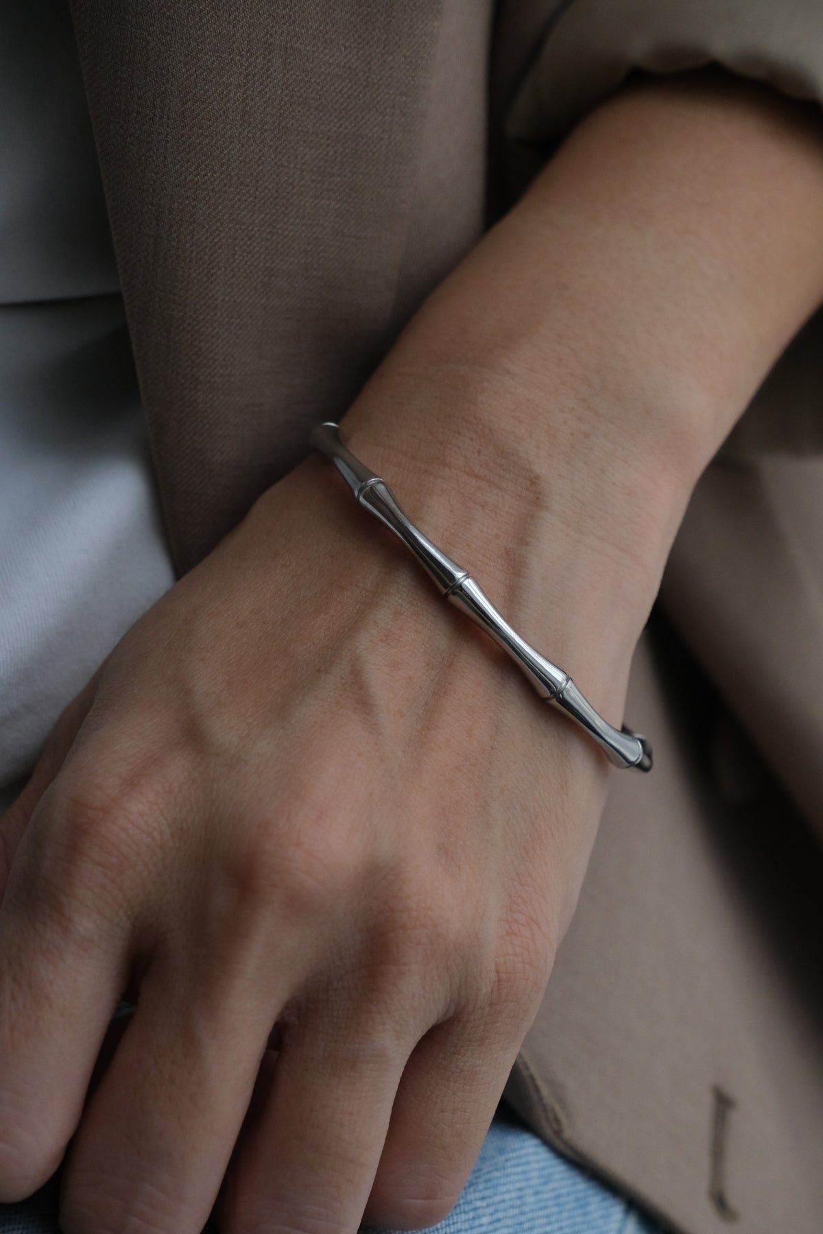 Bamboo Bangle In Silver