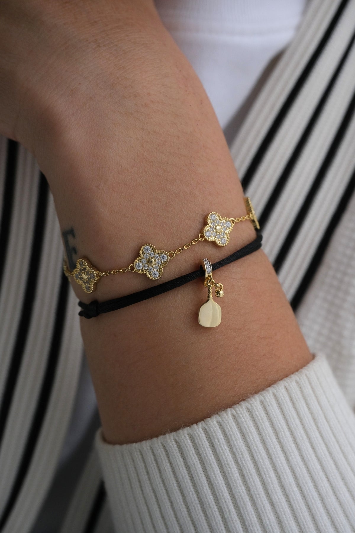Padel Charm With Rope Bracelet In Black