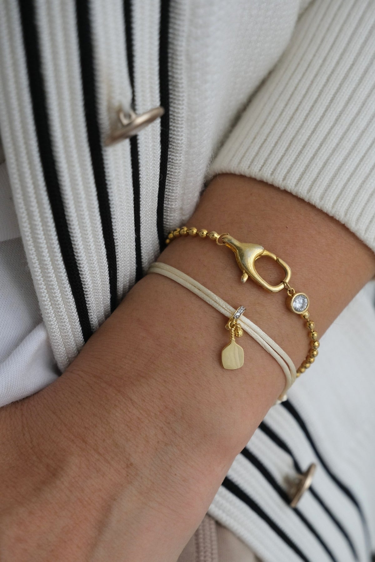 Padel Charm With Rope Bracelet In Butter