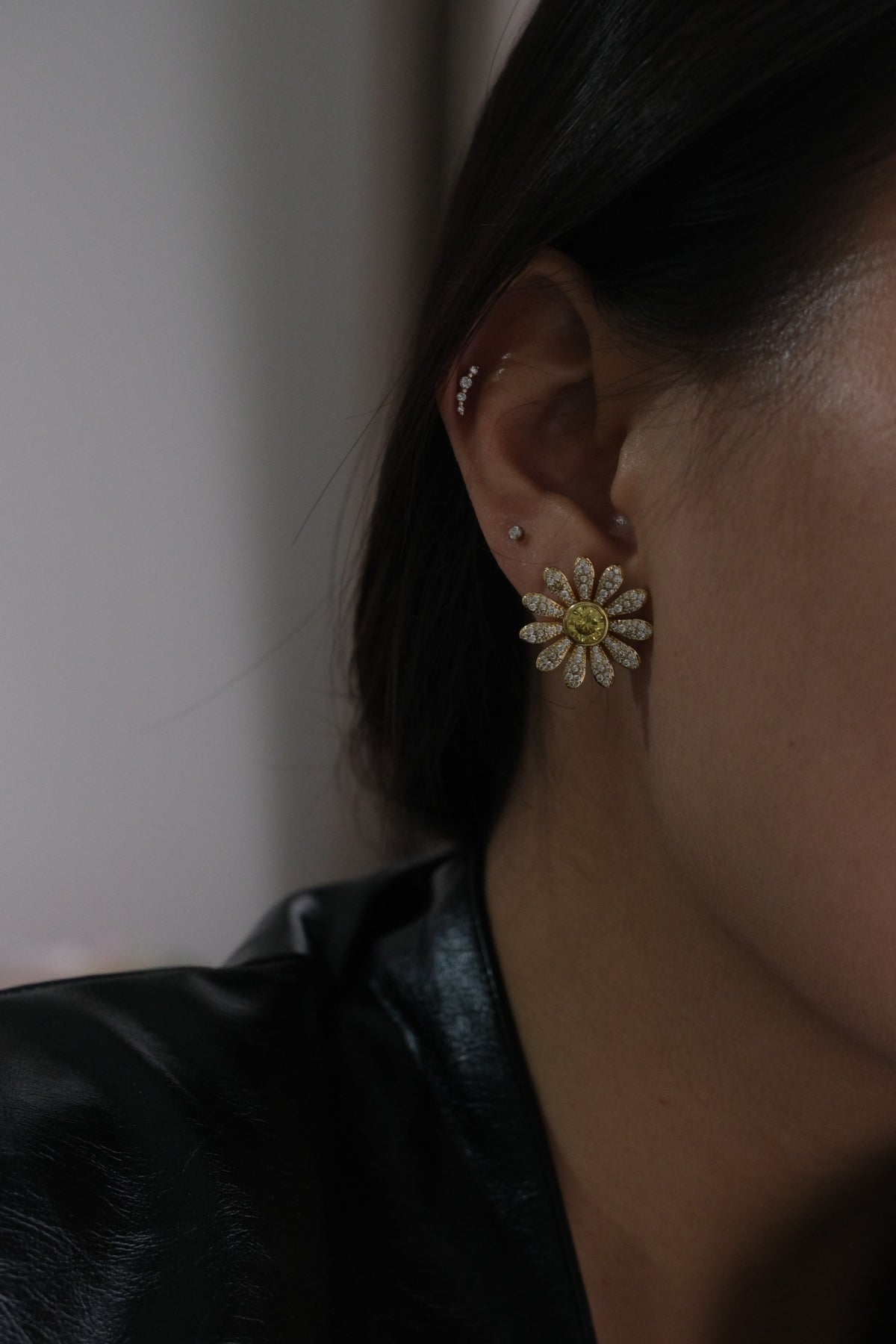 Untitled Daisy Pave Earrings In Gold