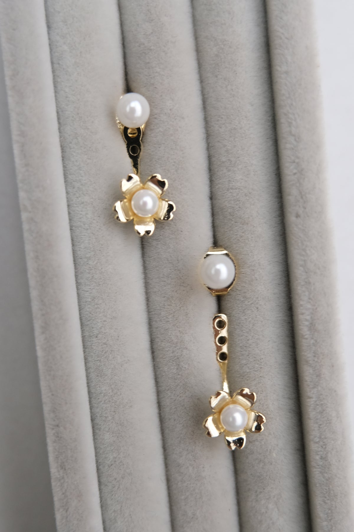 Delphine Flower Earrings in Gold