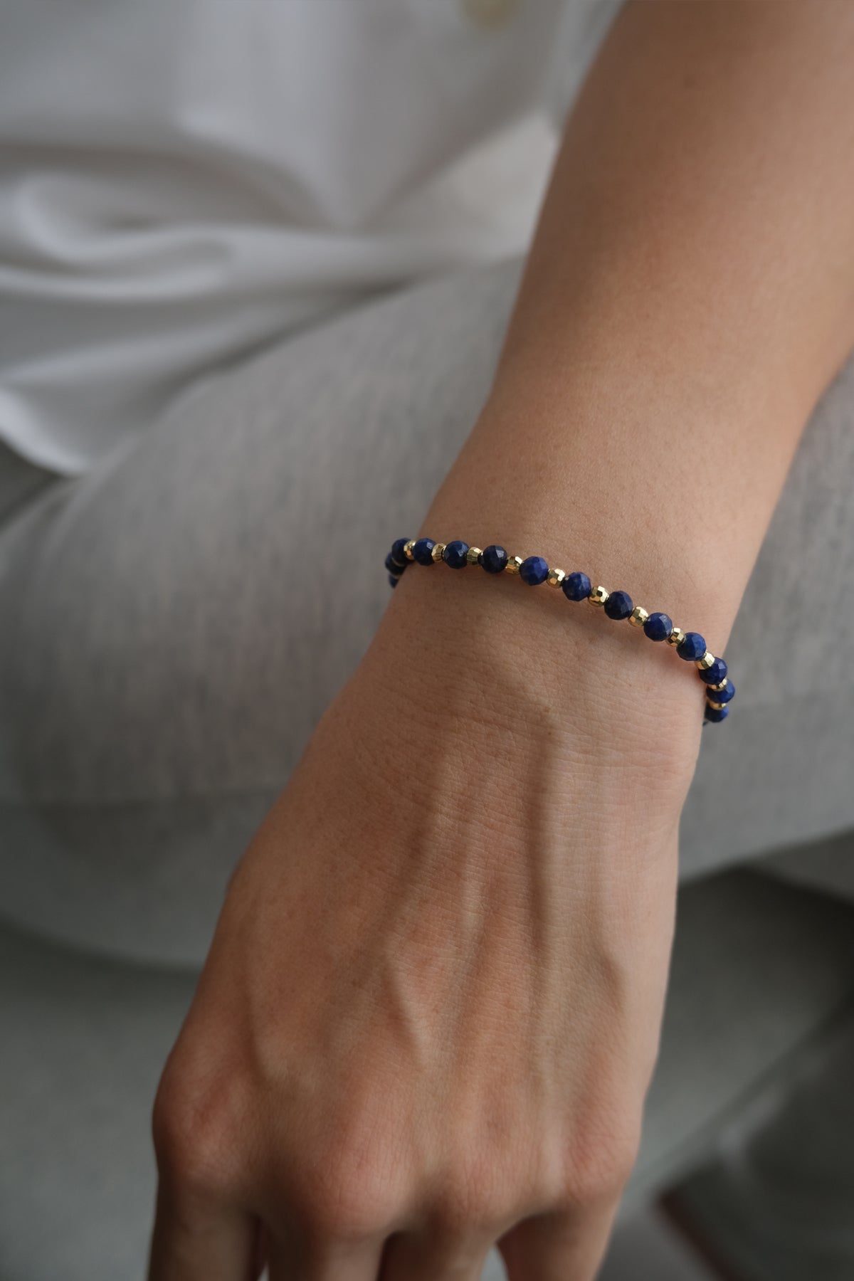 Lazuli Bead Bracelet Gold Blue