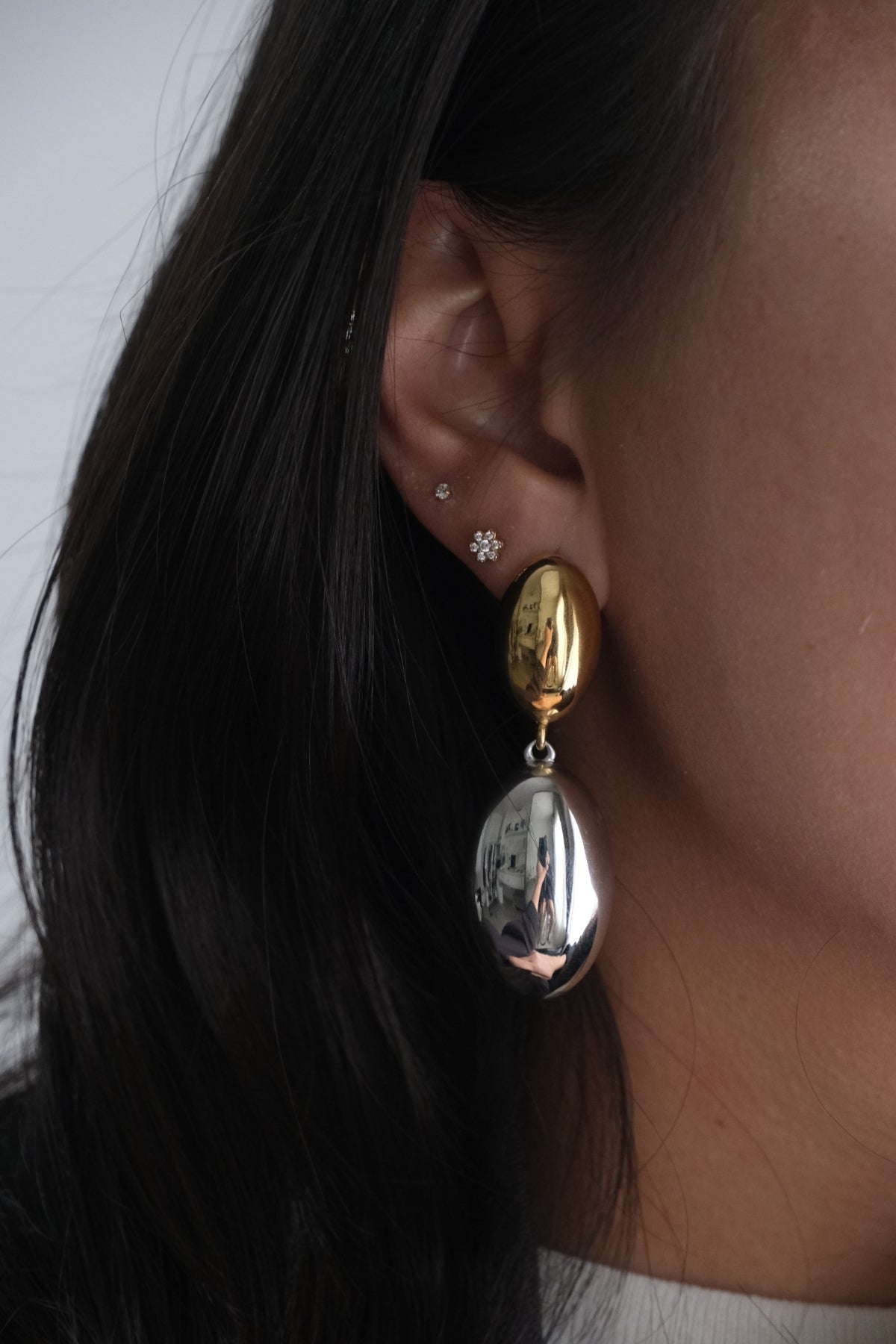 Ovale Drop Earrings Gold Silver