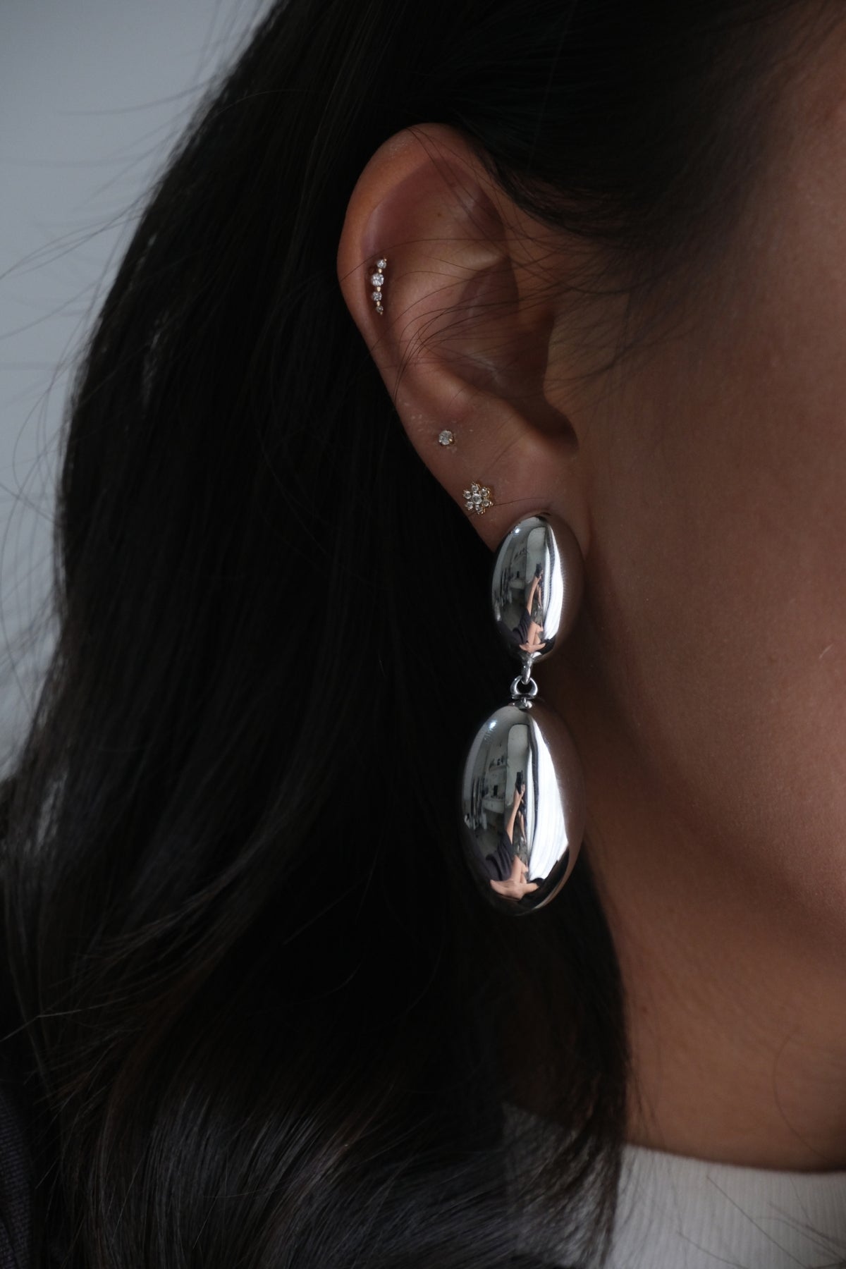 Ovale Drop Earrings Silver