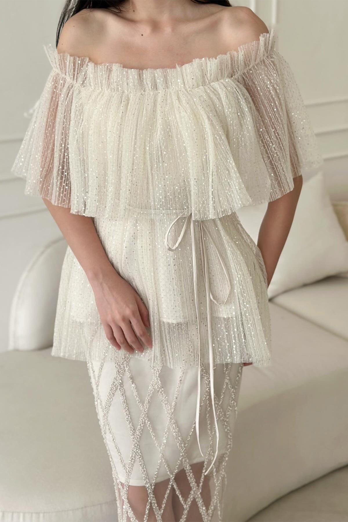 Rossy Top With Paley Skirt Porcelain