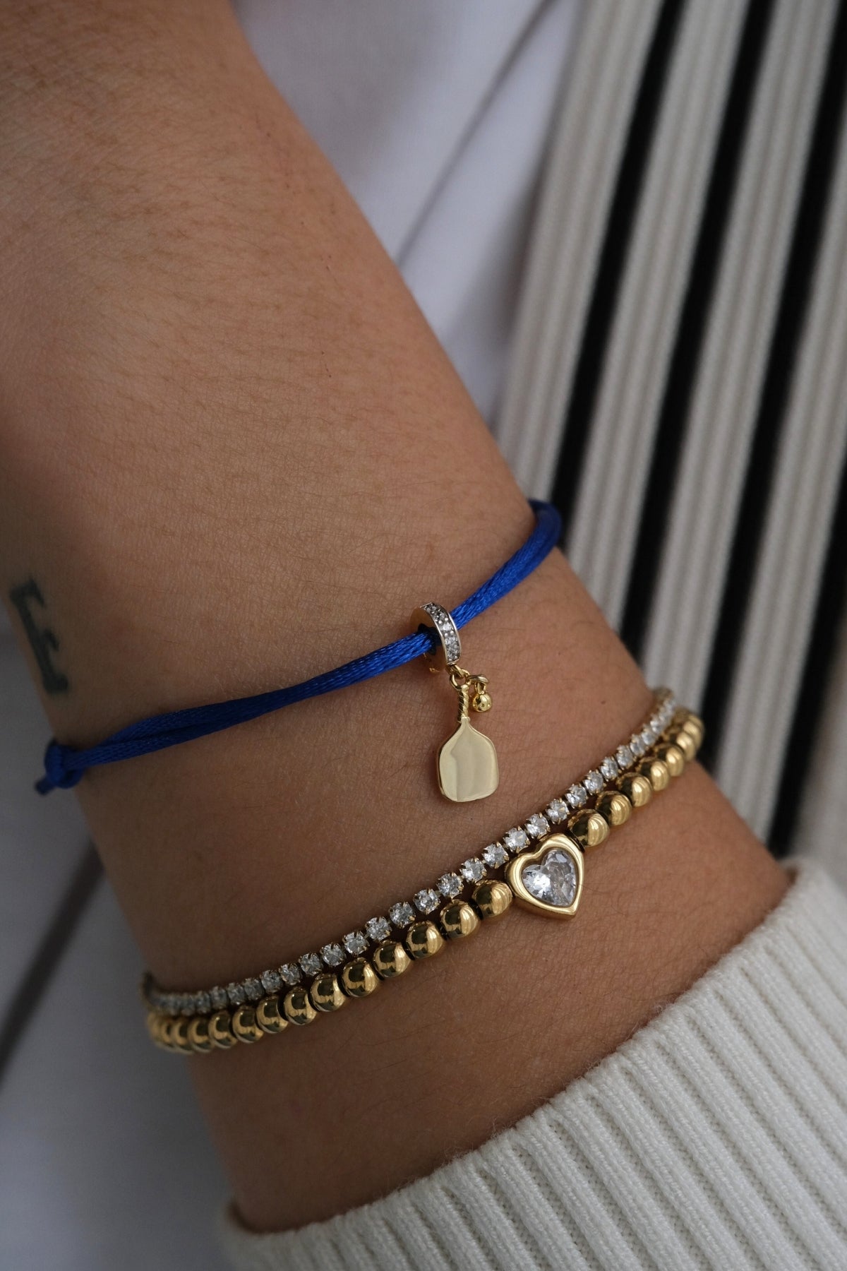 Padel Charm With Rope Bracelet In Royal Blue