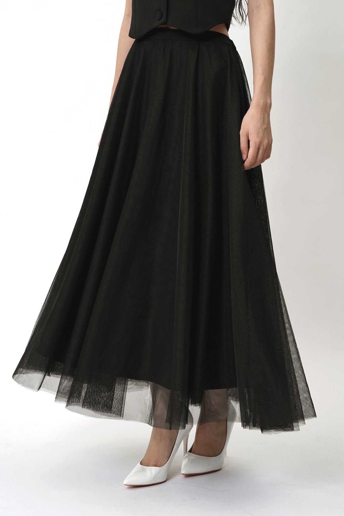 Odilia Tulle Maxi Skirt In Black