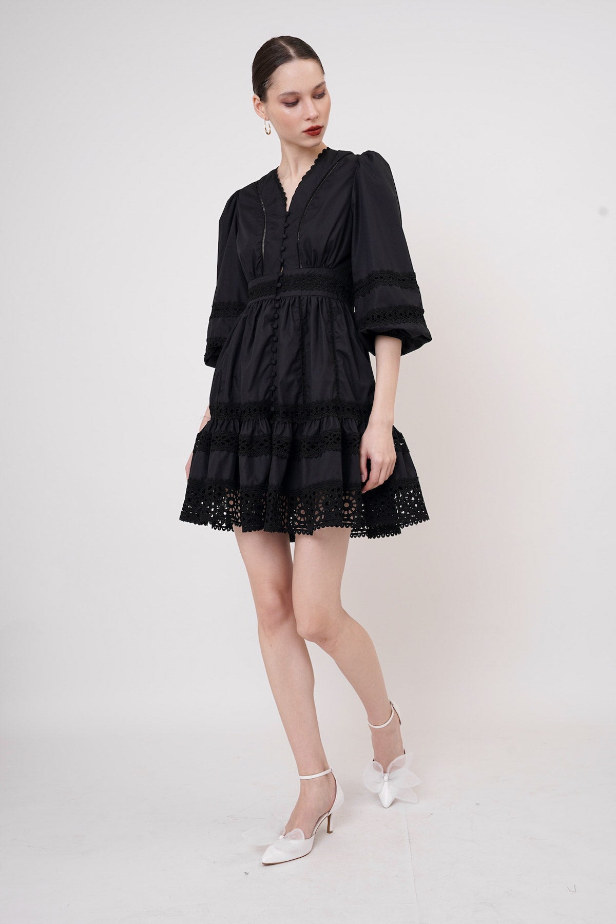 Lacy Mini Dress In Black