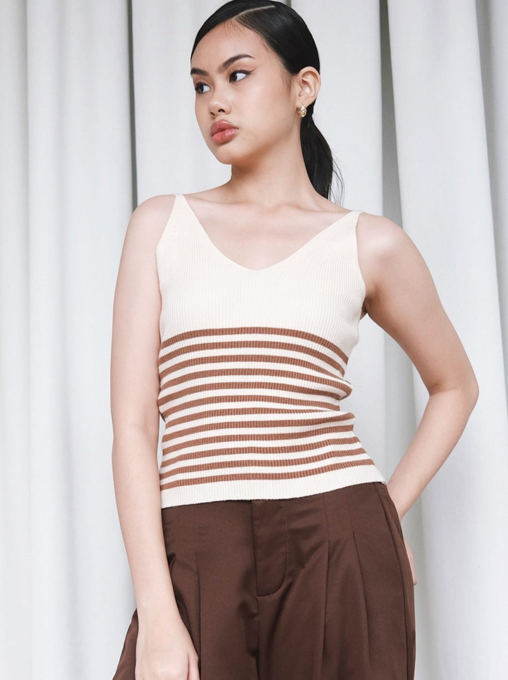 Arras Top In White-Brown
