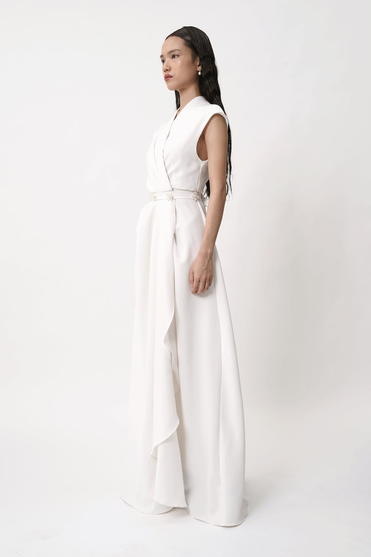 Cosette Embellished Wrap Gown In Broken White