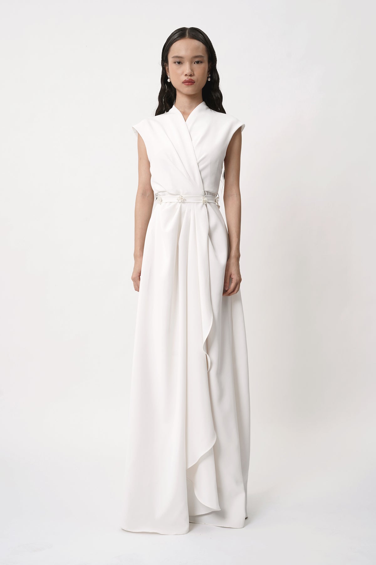 Cosette Embellished Wrap Gown In Broken White