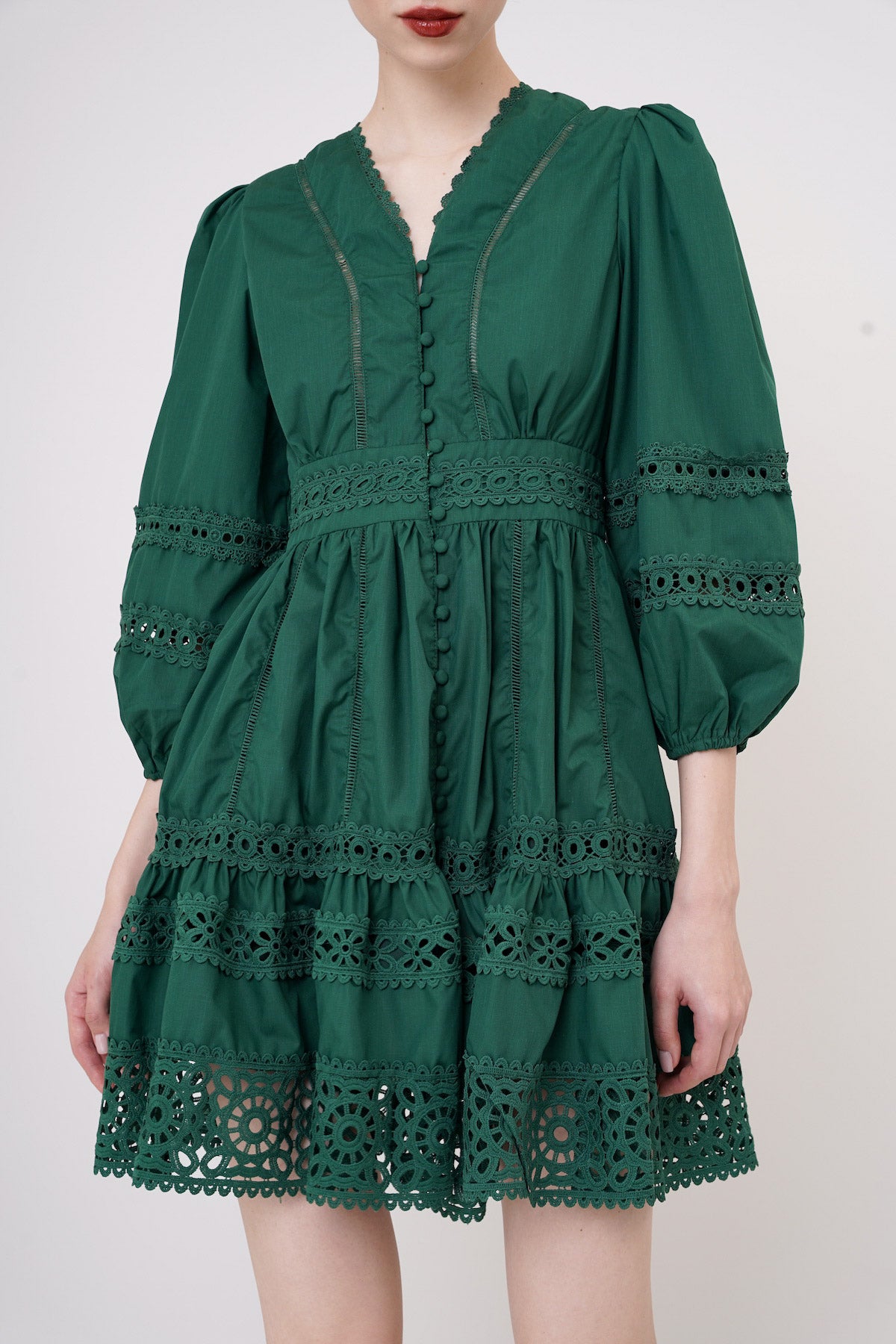 Lacy Mini Dress In Green